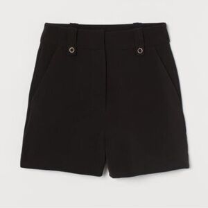 A386 H&M Tailored Shorts Women's Size 6 High Waist Wide Leg Black Dress Shorts
